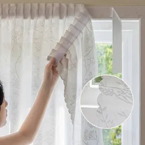Self-Adhesive Curtain, Easy Install Curtain, Window Curtain, Window Drapes, No Drilling Required, Wrinkle Design, Ideal for Bedroom Living Room Kitchen Closet Decor, Modern Home Decoration