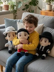Michael Jackson Plush Toys - Set of 3 iconic models (Red Thriller, White Smooth Criminal, Black Hat)