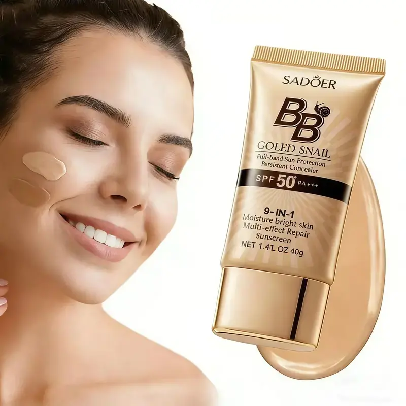 Snail BB Cream Cosmetic, High Coverage Waterproof Matte Finish, Longwear Oil-Control Cream Texture to Hydrate Skin, Ideal for Beginners, 40g, Moisturize, Daily, High Cover Bb & Cc Creams