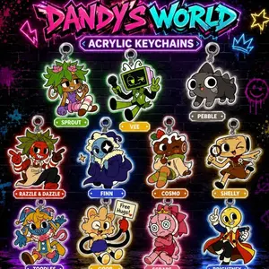Dandy's World Acrylic Keychain | Sprout/Vee/Pebble/Razzle Dazzle/Finn/Cosmo/Shelly/Toodles/Goob/Scraps/Brightney Roblox Game Keychains