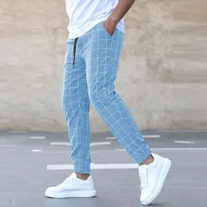 2025 New European and American Street Fashion Plaid Casual Pants Fashion Men's Casual Pants Drawstring Pants Wholesale