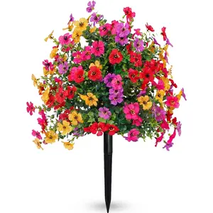 Artificial Flower Stake Outdoor Decor - Multi-Color Garden Stakes for Yard & Lawn, No Fade Heavy Duty Plastic, All Season Decoration