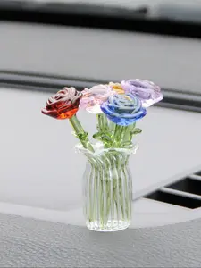Glass Plant Pot Home Decor, Small Vase Hippeastrum Tulip Artificial Plants, Handmade Glass Flower Bouquet Gift, Perfect for Valentine's Day