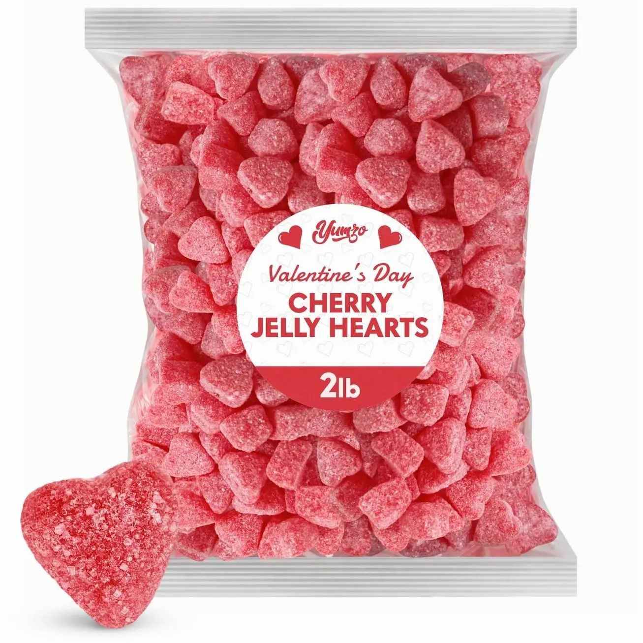 Valentine Cherry Jelly Hearts Candy, 2lbs Pack of Valentine's Day Candy Bulk, Ideal Valentine’s Day Gummy Candy for Parties, Classroom Exchanges and Gift Bags, Perfect for Sharing with Loved Ones