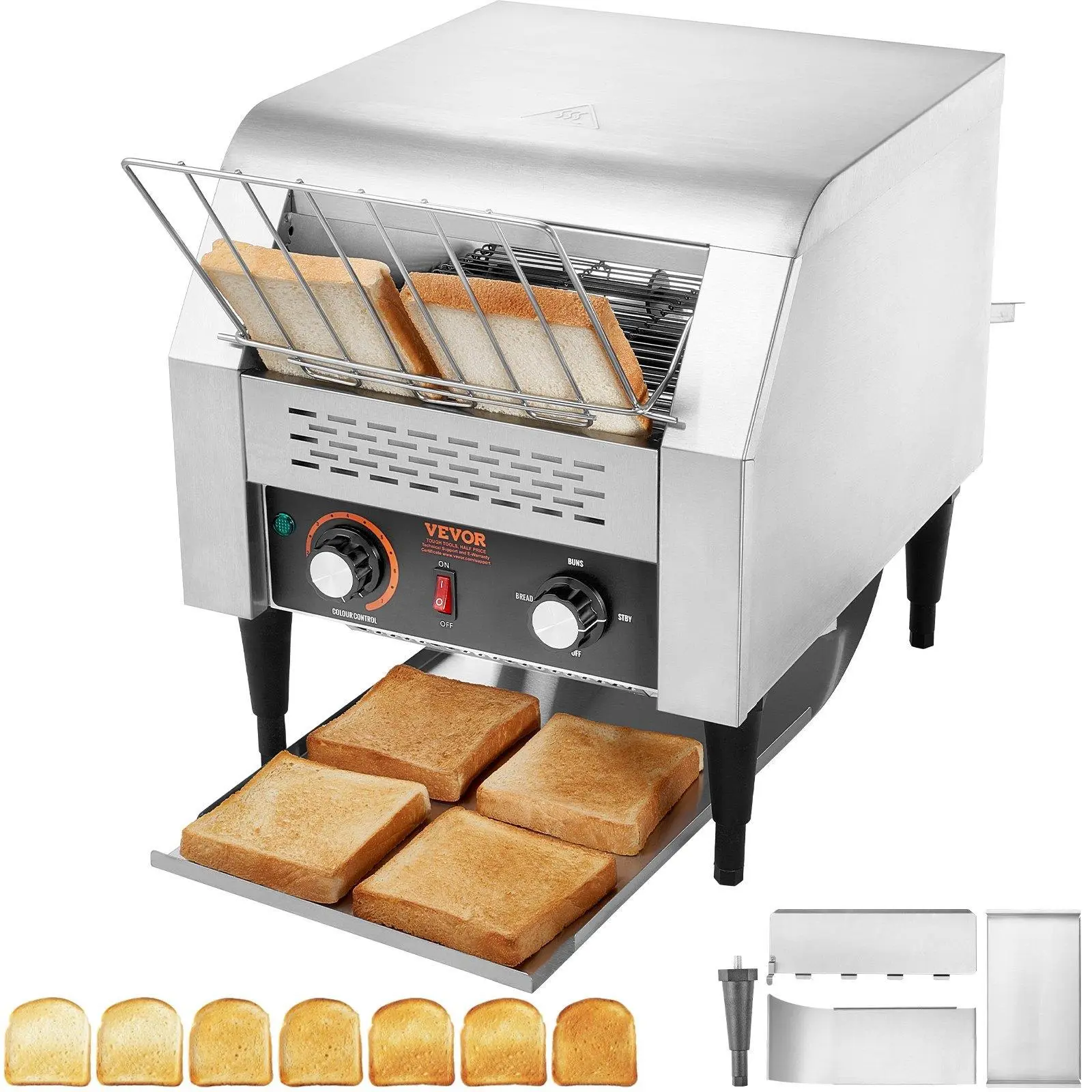 【Summerfinds】VEVOR Commercial Conveyor Toaster,  300 Slices/Hour Conveyor Belt Toaster, Heavy Duty Stainless Steel Commercial Toaster Oven, Electric Restaurant Commercial Toaster for Toast Bun, Bagel, Bread