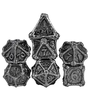 Metal Silver Dragon Bones 7-Dice Set