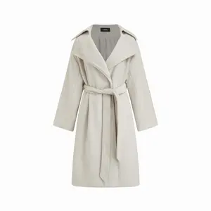 Cider Wool-look Collar Long Sleeve Oversized Coat With Belt