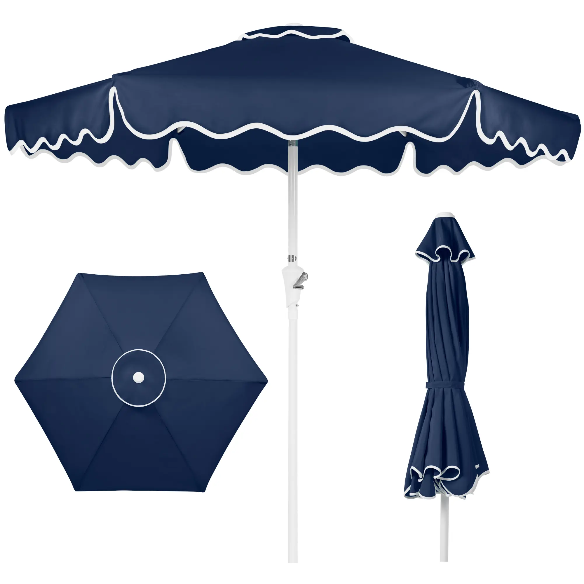 Best Choice Products 7.5ft Patio Market Umbrella with Wavy Trim, Fade-Resistant, Crank & Tilt, Wind Vent