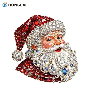 Santa Claus Gem Crystal Art Christmas Decoration, Hat Transparent Crystal Beard Blue Eyes Cheeks, DIY for Clothing Pillow Canvas Bag, Christmas Ornaments
