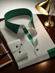 Premium Green Satin Collar Dress Shirt ✨ Luxury Business Casual Men's Button-Up | Perfect for Office & Wedding