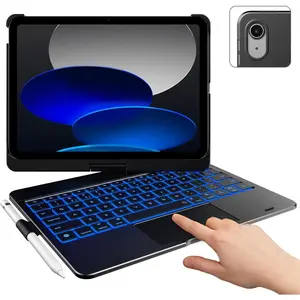 Touch iPad 10th Generation Case with Keyboard (10.9", 2022), Multi-Touch Trackpad, 10 Color Backlight, 360 Rotatable, Thin & Light for  iPad 10th Gen 10.9 (Black)