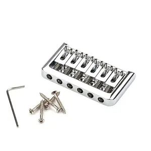 Strat/Tele Style String-Through Body Hardtail Fixed Guitar Bridge, Chrome