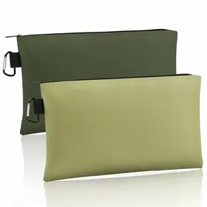 Tool Bag Zipper Pouch, 12.4×7.3 Inch Premium Tool Pouch with Carabiner, Utility Multipurpose Storage Organizer Bag for Tools, Stationery, Small Items (2 pack)