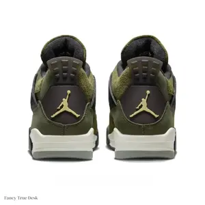 Olive High-Top Sneakers with Suede Upper, Embossed Mesh Panels, and Visible Air Cushion for Military-Inspired Retro Sport Style