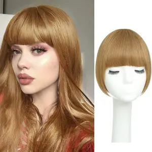 Hair Toppers for Women Real Human Hair Clip in Bangs 360° Cover Remy Human Hair Topper with Bangs for Thinning Realistic Scalp Upgrade Swiss Lace Base Hairpieces Cover Gray Hairy Roots Caramel Brown