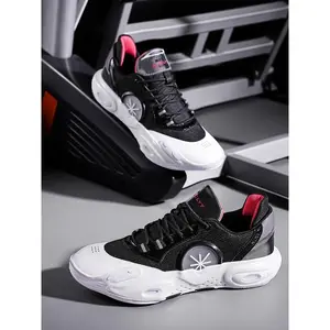 Unisex colorblock lace-up basketball shoes, sporty breathable comfortable non-slip basketball shoes, basketball footwear for men and women