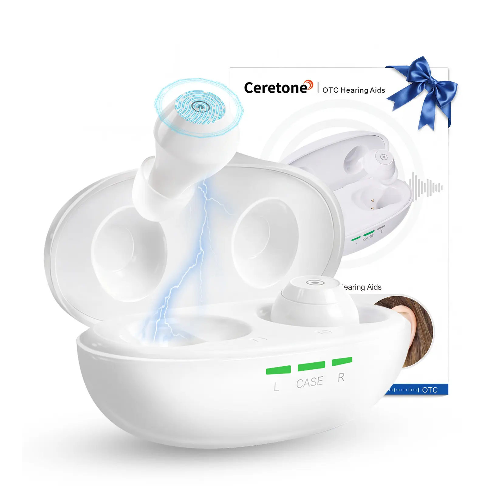 Ceretone Fusion Hearing Aids for Seniors, Easy Volume Control with Portable Rechargeable Charging Case, FDA Listed, No Prescription DealsForYouDays
