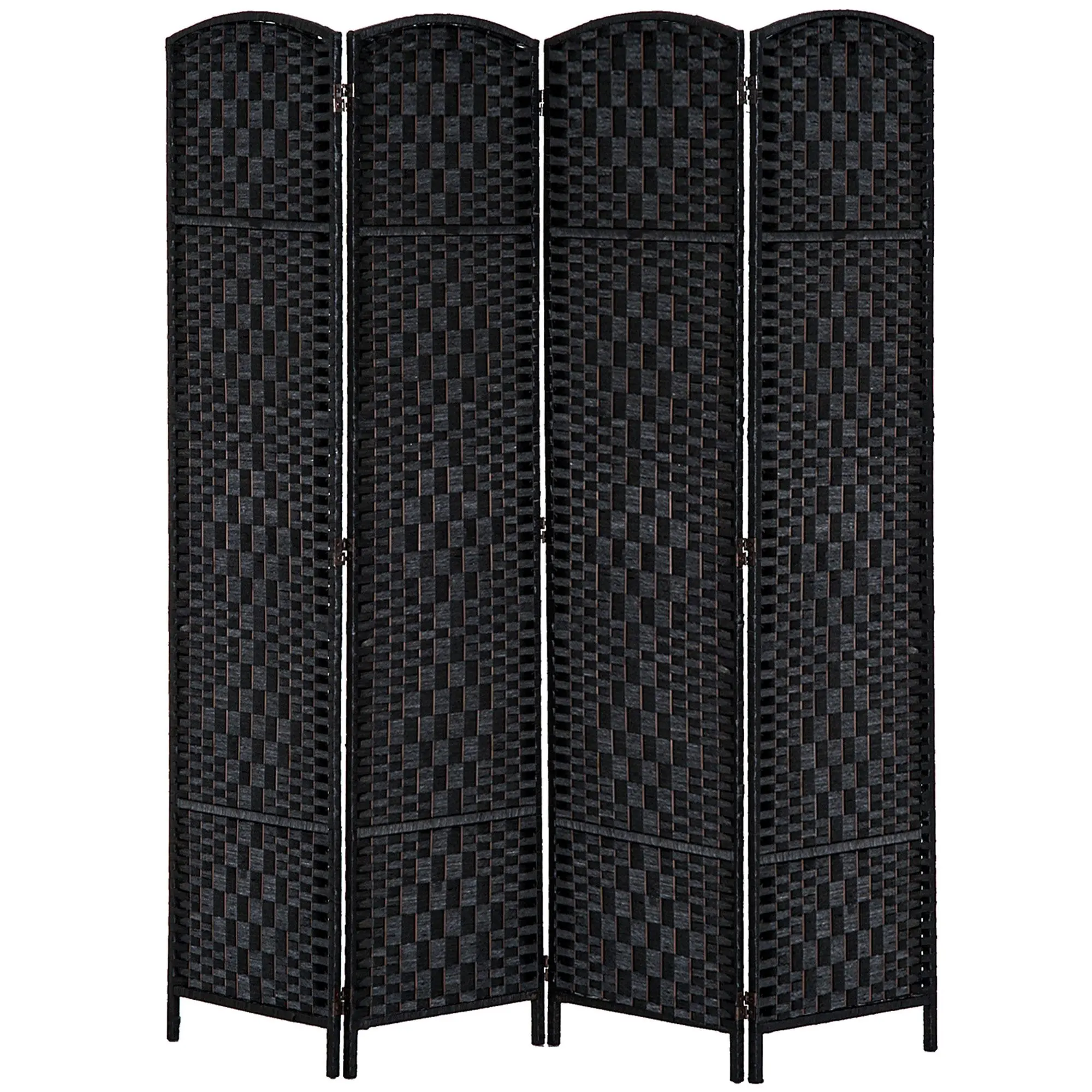 HOMCOM Room Divider 3/4/6 Panel, 6FT Tall Folding Privacy Screen, Freestanding Hand-Woven Partition for Room Separation with 360° Hinges, Paper Rope Diamond Weave