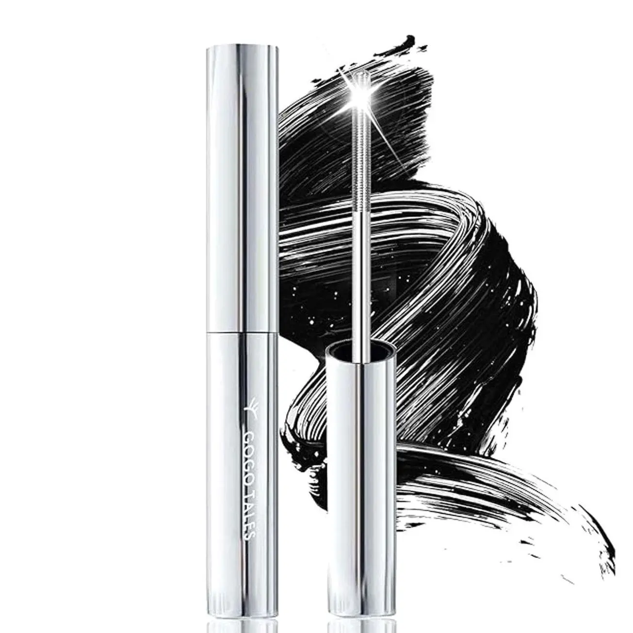 Black Washable Metal Mascara Wand, Waterproof Iron Wand Mascara, Natural Length Slim Volume Building Mascara, Long Lasting Smudge-Proof No Flaking Tint