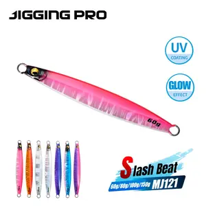 60g Slow Pitch Jigging Lure, Fishing Tackle, Glow Slow Sinking Metal Jig for Saltwater Fishing, Wide Profile Design Gentle Wobble & Tumbling Fall Action, Reinforced Coating Impact & Abrasion Resistant, Ideal for Grouper, Seabass, Snapper