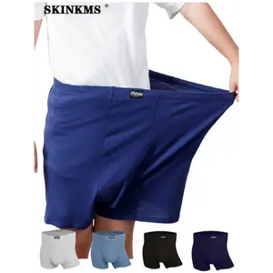 4pcs 3XL-9XL Mens Plus Size Boxers Men Soft Solid Color Underwear, Comfortable, Breathable, Sweat Absorbing Briefs Trunks Men'S Regular Flat Angle Underwear High Stretch Boxer Sleepwear For Dad & Grandpa Trunks For 130-350 Pounds Christmas