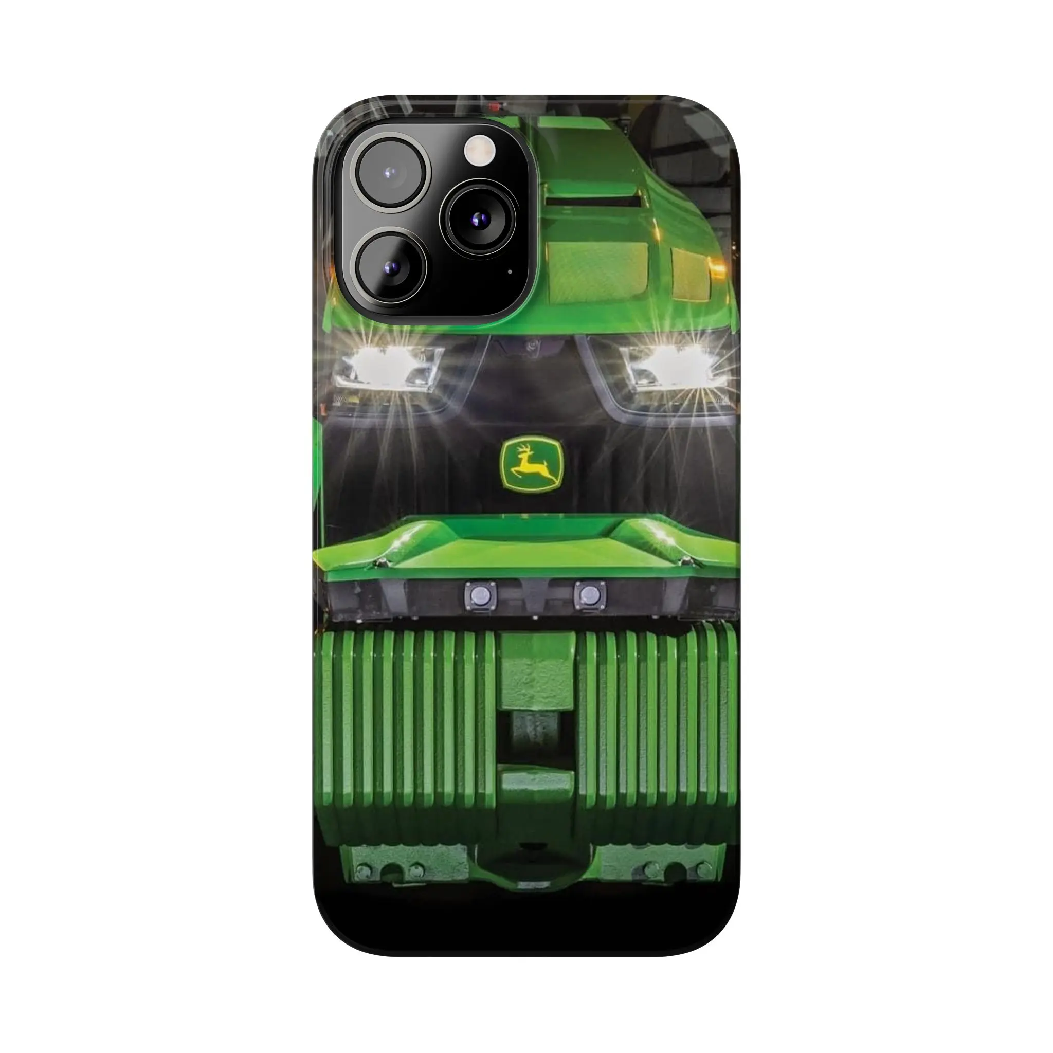 OJohny EDeereer Deer Tractor Phone Case, Green Front Grille & Headlight Farm Equipment Aesthetic Protective Cover for iPhone 7-17 Pro Max & Samsung Galaxy S21-S26 Ultra