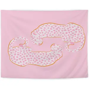 Pink Preppy Tapestry, Pink Cheetah Leopard Aesthetic Tapestry Wall Hanging for Teen Girls Room Bedroom College Dorm, Pink Wall Decor, Pink Room Decor Aesthetic, 50x60 Inches