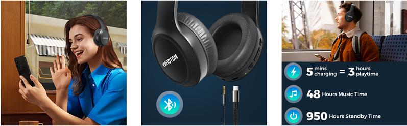 VANOTOM Wireless Headphone,  Foldable Bluetooth Headphones Over Ear, Wireless Headset for Gaming, Phones, Computers, Electronics Audio Headphone