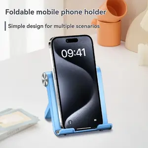 Portable Foldable Phone Stand, Waterproof Desktop Holder, Adjustable Angle, Durable Plastic, for Smartphones & Tablets, Modern Design
