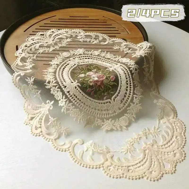 Elegant Oval Lace Table Mat, Floral Lace Tablecloth, Floral Pattern Place Mat, Home Kitchen and Restaurant Decor, Table Accessories, Kitchen Decorative Placemat, Table Placemats