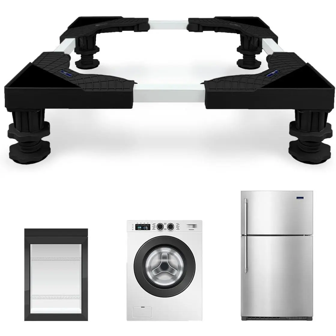 Mini Fridge Stand Adjustable Universal Base with 4   Washer Dryer Pedestal for Small Refrigerator, Portable Compact Washer or Dryer, Black