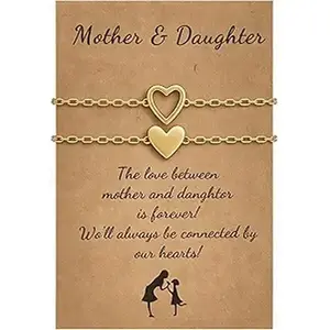 GleamJoy S Mother Daughter Bracelets Matching Bracelet Set for Mom and Daughter, Love Knot Heart Bracelet, Mommy and Me Jewelry Gift for Mommy and Me