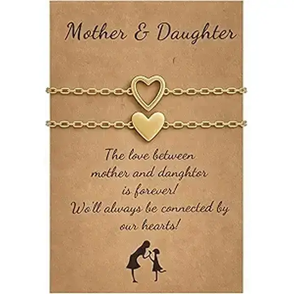 BloomWish S Mother Daughter Bracelets Matching Bracelet Set for Mom and Daughter, Love Knot Heart Bracelet, Mommy and Me Jewelry Gift for Mommy and Me