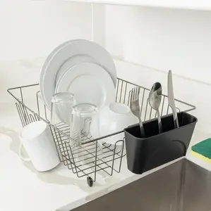 Mainstays Large Wire Dish Rack Black/Chrome - 17.5" x 13.7" x 5.5"