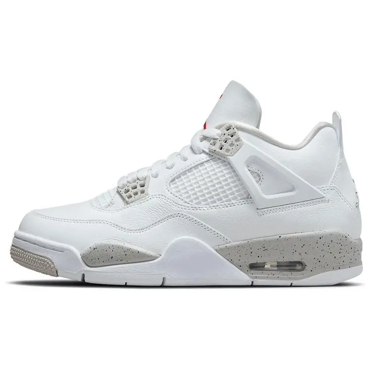Jordan 4 Retro White Oreo 2021 Comfort Mid Top Basketball Shoes Men's Tech Grey-Black-Fire Red CT8527-100