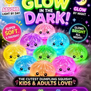 Glow In The Dark Dumpling Squishy Toy - Soft Silicone Stress Relief Fidget, Anxiety Relief Products, Decompression Squeeze, Tactile Variety, Quick Rebound Feature