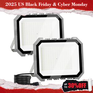 2 Pack LED Flood Lights Outdoor, 200W 20000LM Super Bright Floodlight Outside Work Light with 5.9FT Plug, IP65 Waterproof 6000K Outdoor LED Flood Light for Garage, Yard, Lawn, Garden