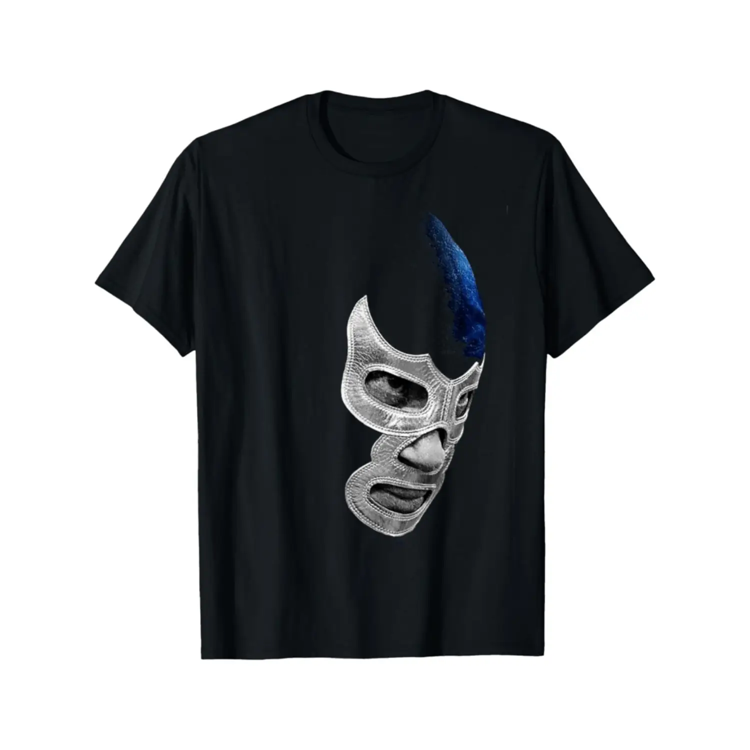 streetwear graphic tees Mexican Wrestler Legend Cotton T Shirt With Demon Blue Libre Art For Men Casual Wear Sports Running And Outdoor Activities Uni