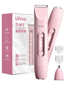 Ufree Bikini Trimmer Women Electric Razors Dual Head, Pubic Body Hair Trimmer Electric Shaver for Face, Legs, Arm, Rechargeable Lady Shaver Waterproof, Summer Grooming Kit, Gifts for Her