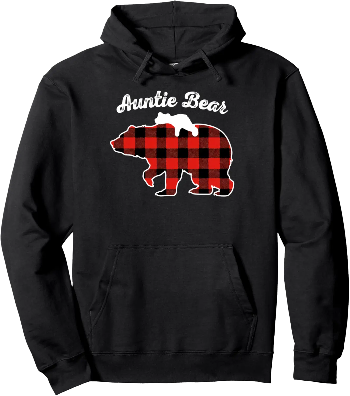 Auntie Bear Flannel Red Plaid Pajama Family Matching XMAS Pullover Hoodie - Anarosavill Shop 86B0DLP45XRZ