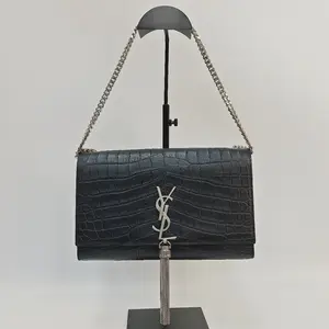 Pre-owned Yves Saint Laurent leather Crossbody Bags YSL Kate Tassel Bag in Crocodile Embossed with Chain Strap and Gold Tassel Detail(BF 12Z) XP02292