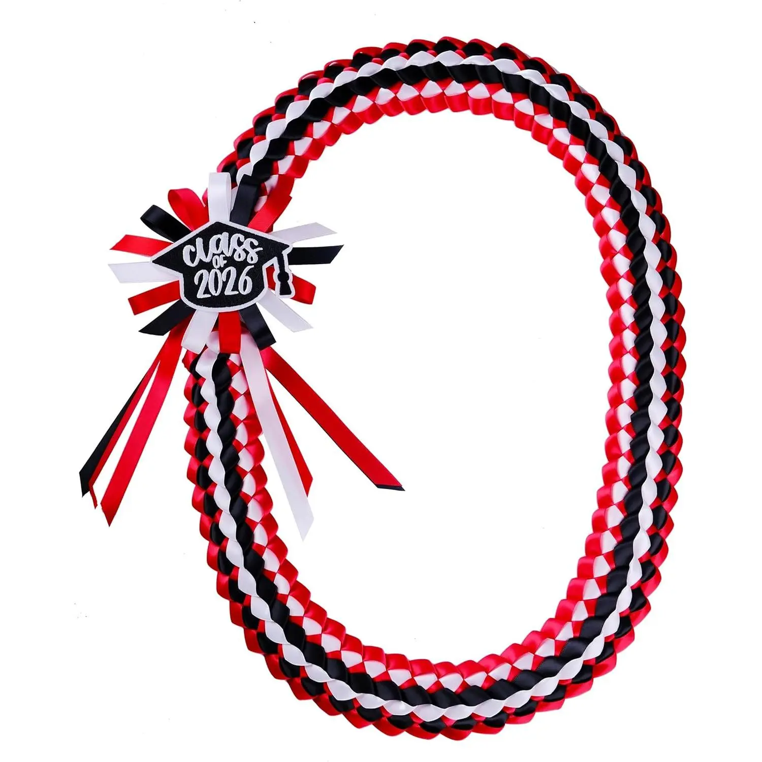 Graduation Leis 2026, Class of 2026,Money Lei for Graduation,Personalized,Handmade,47.2Inch,Black/White/Red