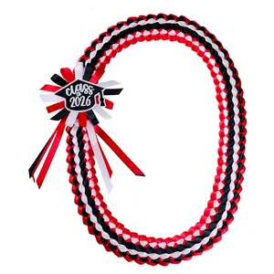 Graduation Leis 2026, Class of 2026,Money Lei for Graduation,Personalized,Handmade,47.2Inch,Black/White/Red