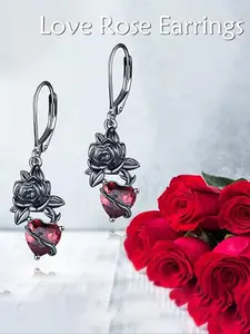 Gothic Rose Pendant S925 Silver Earrings, Perfect Halloween Jewelry Gift Box Included, Ideal for Women Daily Wear