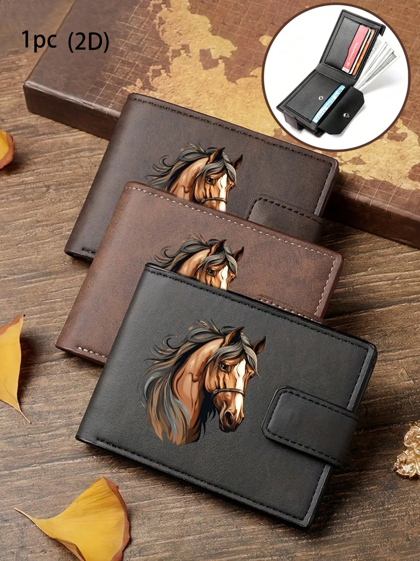 Fashion Horse Theme Faux Leather Wallet, Zipper Design for Card and Coin Storage, Quick Release for Daily Use and Travel, Ideal Gift, Stylish Wallet