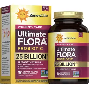 Renew Life Women's Probiotic Capsules - 25 Billion CFU - 12 Probiotic Strains - 30 Delayed Release Vegan Capsules