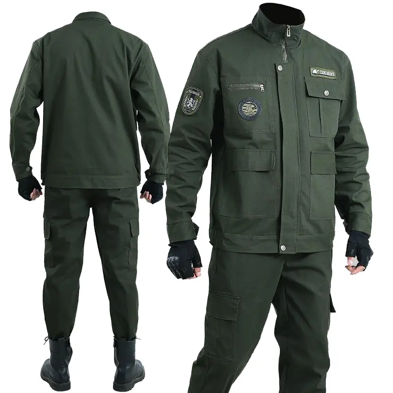 Men's 2-Piece Workwear Clothes, Flame-Retardant Camouflage Cotton-Blend Jacket & Pants for Welding & Construction, Durable Menswear, Uniforms, Matching, Zippers, Soft, Fabric, Pockets, Set, Protective, Outdoor, Adjustable, Workwear Set