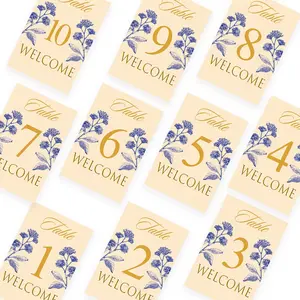 Hydrangea table number 1-10/1-20, for use on tabletops and stands; suitable for use as venue cards at weddings and receptions, banquets, trade shows, restaurants, dinner parties, and large gatherings; also suitable for catering services.