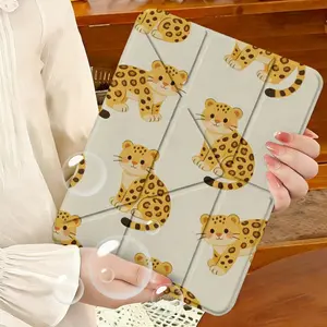 Triple Y-Shape iPad/tablet Case with Pen Holder, Cute Leopard Money Cartoon Design, Scratch & Shock Resistant, Perfect for Work, Travel, Home