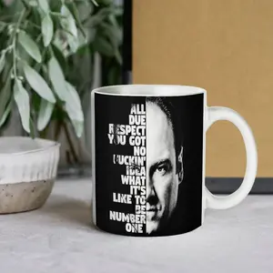 Tony Soprano "Number One" Quote Coffee Mug, Iconic The Sopranos TV Show Merchandise, "All Due Respect" Half-Face Portrait Design, 11oz Ceramic Crime Drama Fan Gift, Mafia Boss Aesthetic Beverage Cup
